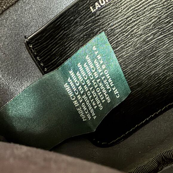 Lauren Ralph Lauren Wristlet Purse Genuine Leather Textured Zip Closure Black - Picture 7 of 8